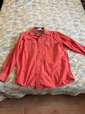 Salmon Casual Pearl Snap button up Shirt